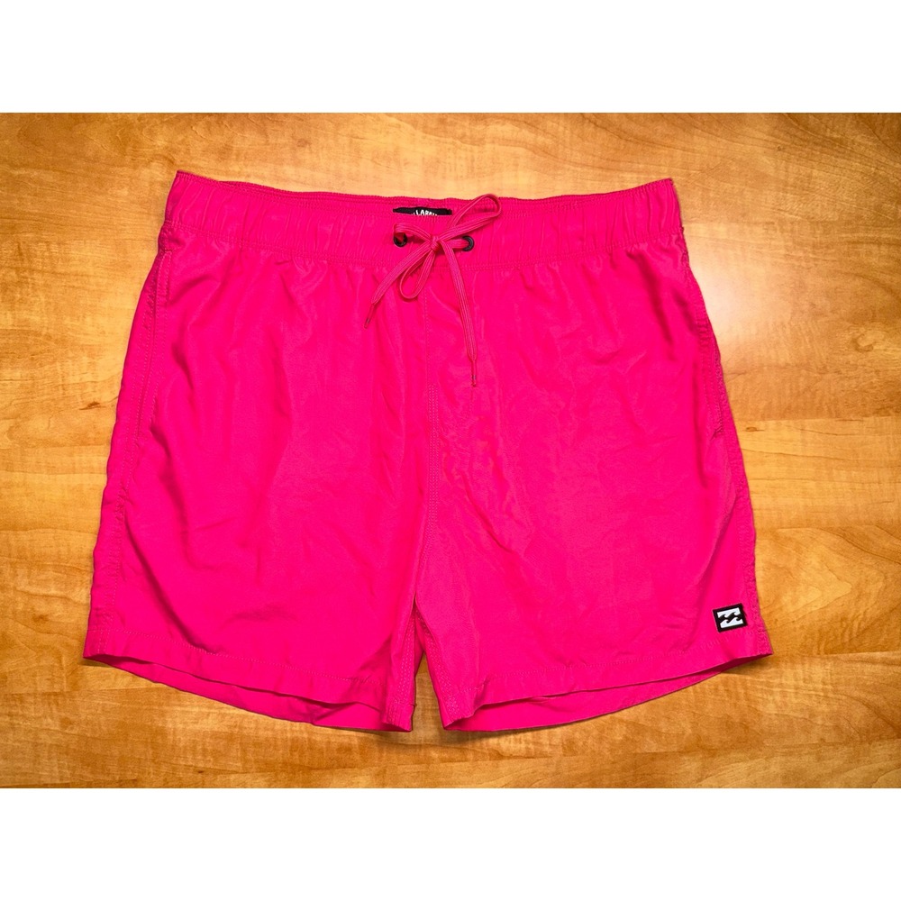 Billabong Mens All Day Layback Recycler Board Shorts Neon Pink Swim Trunks Med.